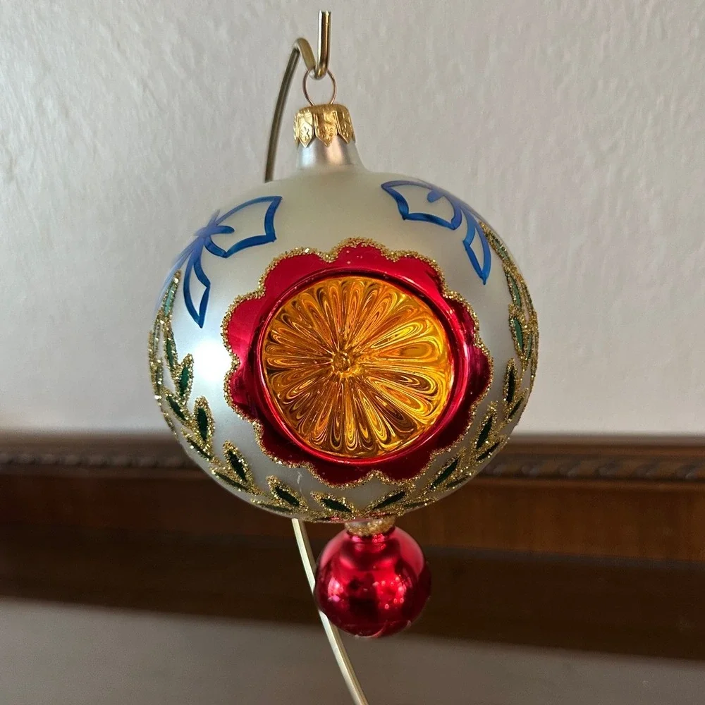 1994 Christopher Radko Epiphany Ball 6'' Triple Reflector Ornament Red 94-211-0